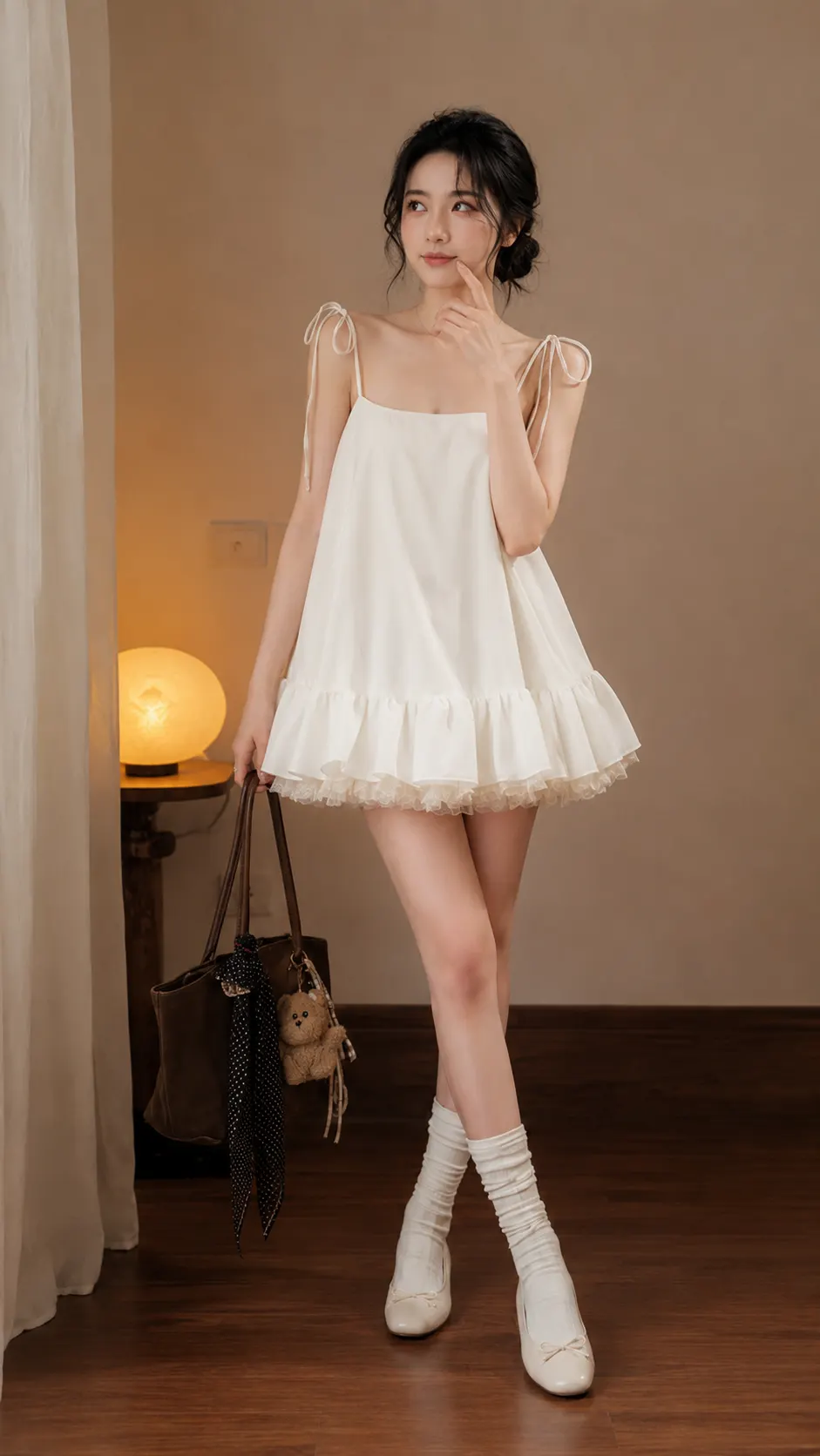 Đầm babydoll 2 dây dáng xòe kèm tua rua phối tầng bèo TN3276