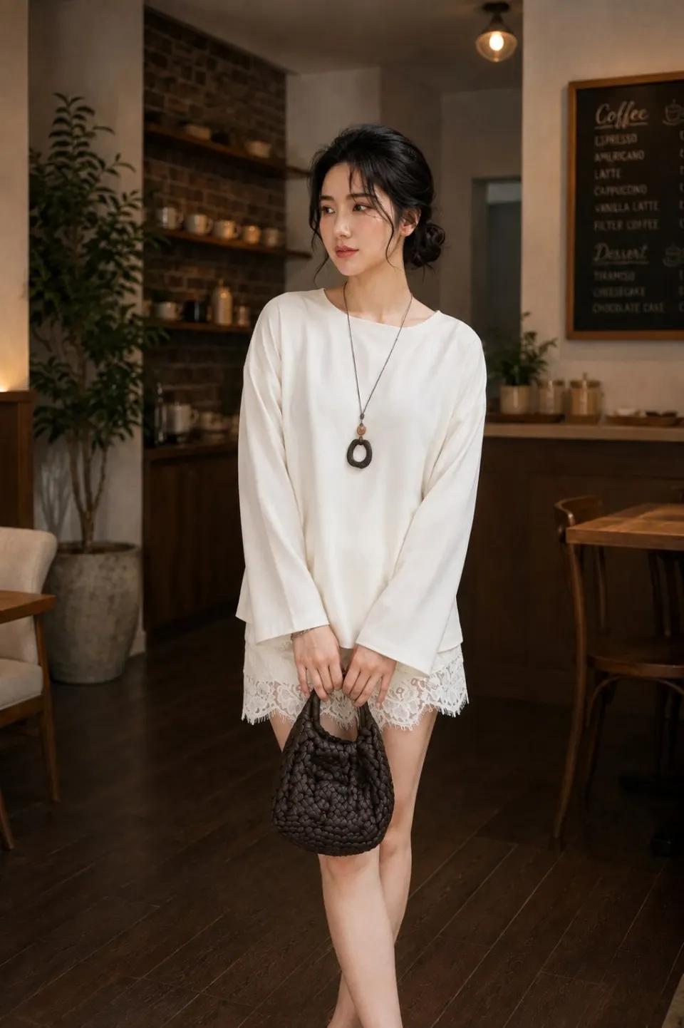 Set Lụa Tô Châu Áo Tay Dài Và Quần Mix Ren TN1721