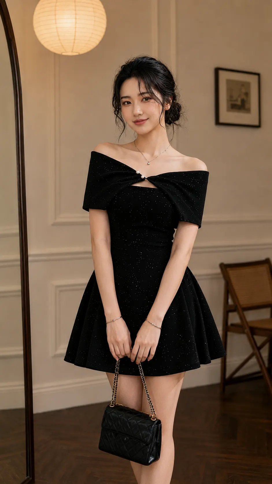 Đầm Nhung Kim Tuyến Lấp Lánh + Khăn Choàng TN1693