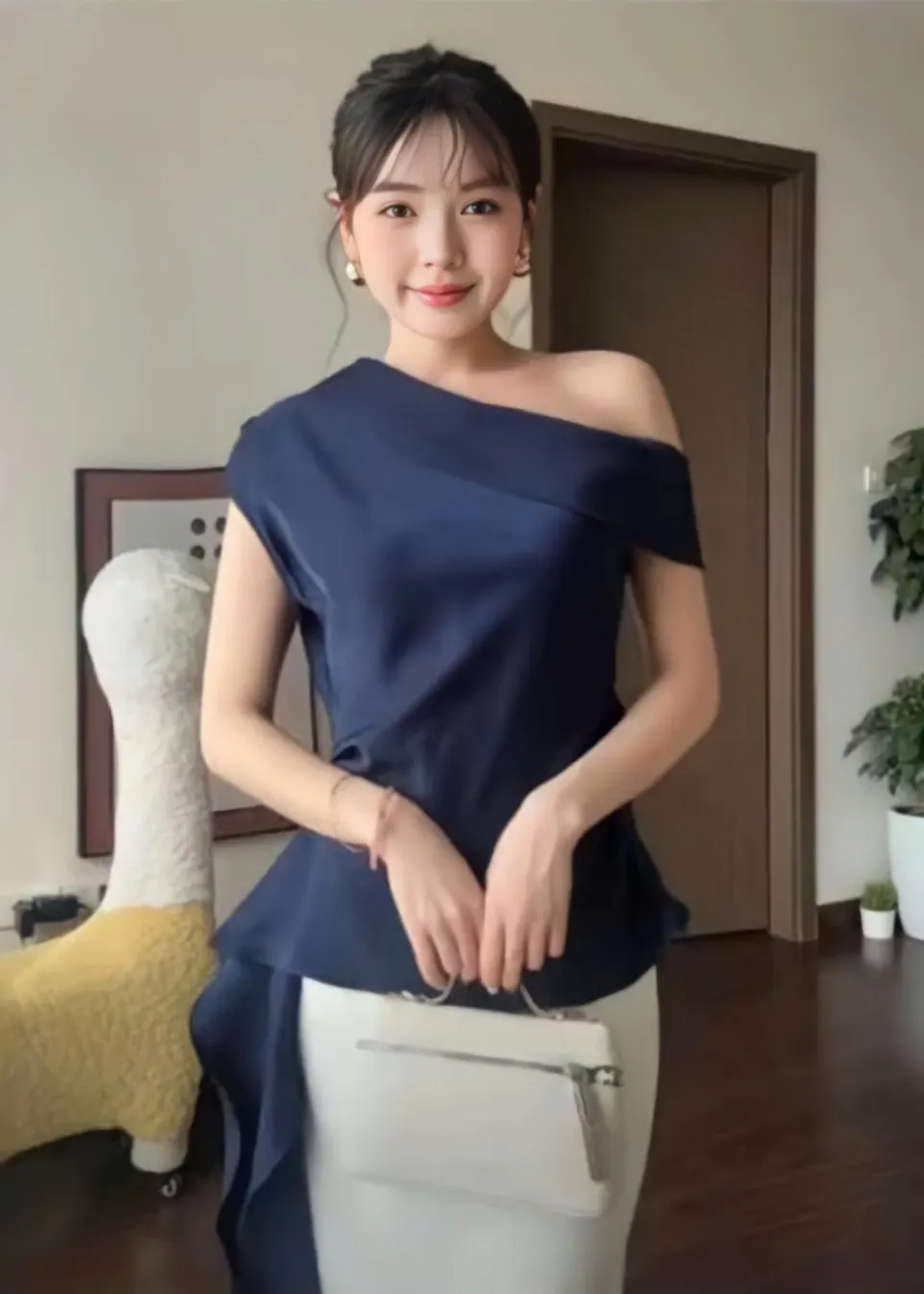 Áo Lụa Lệch Vai TN3110