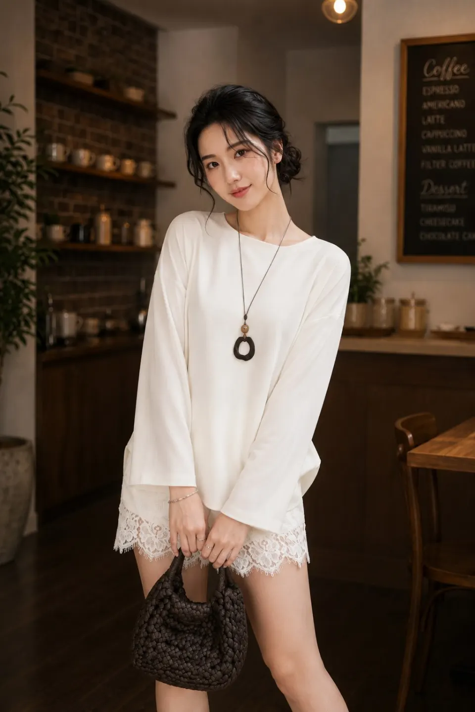Set Lụa Tô Châu Áo Tay Dài Và Quần Mix Ren TN1721