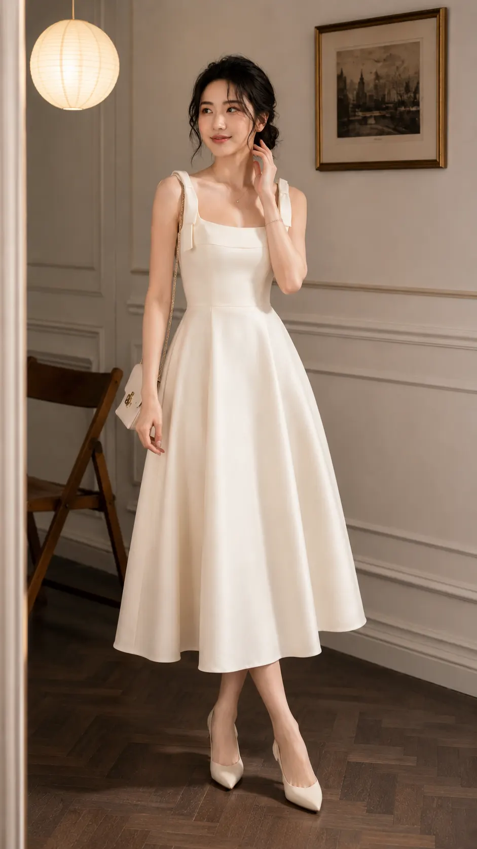 Đầm Dáng Dài Cổ Vuông Tiểu Thư Xoè Sang Trọng TN3055