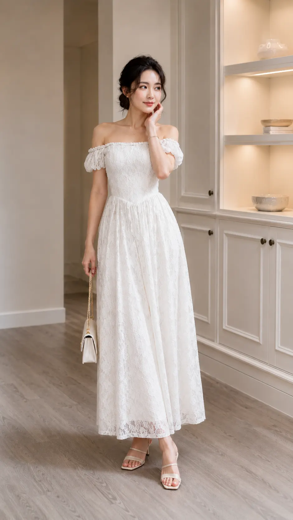 TN1678 Đầm Maxi Ren Mặc 2 Kiểu Sang Cổ Điển