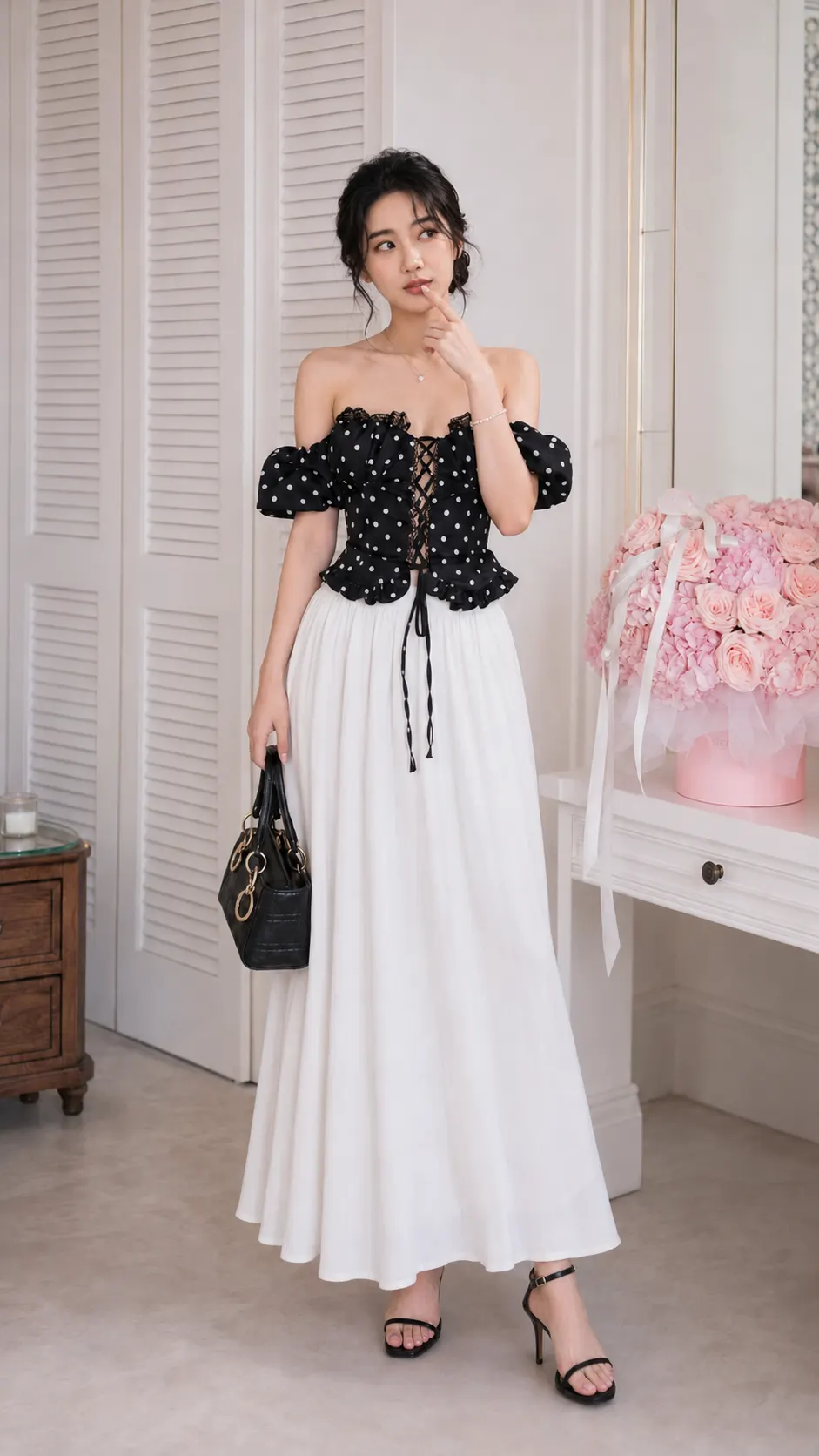 Áo trễ vai xẻ ngực đan dây có mút ngực lưng chun MOLY TOP TN3269
