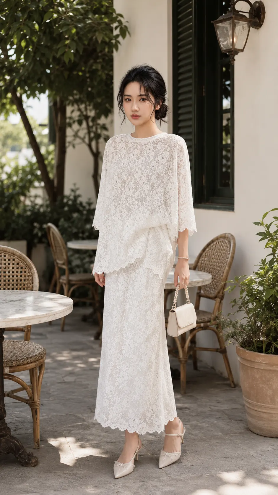 Set Áo Tay Lỡ + Chân Váy Ren Cao Cấp TN1718