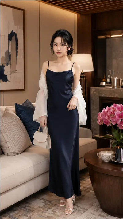 Đầm lụa 2 dây tô châu TN3181