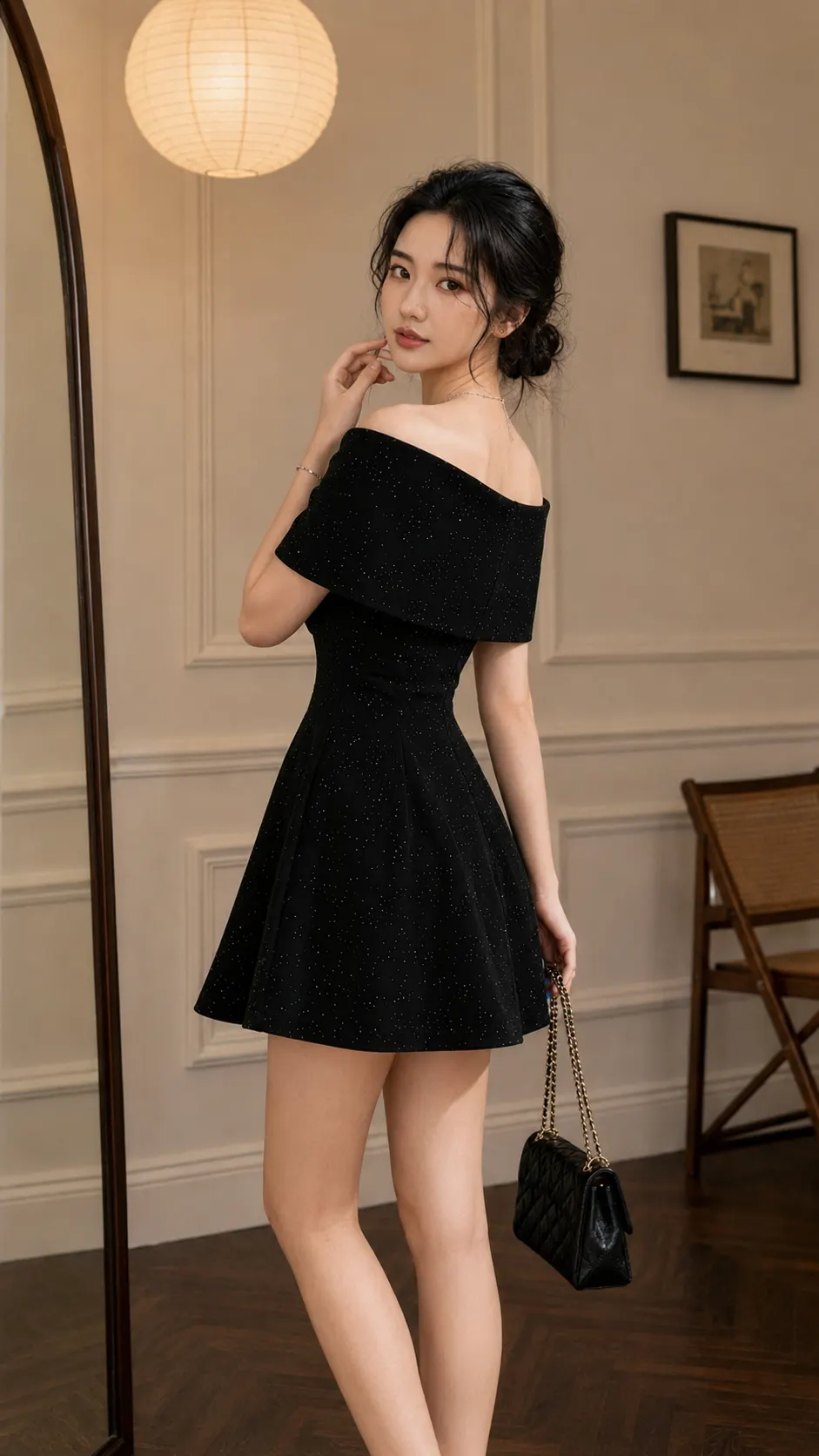 Đầm Nhung Kim Tuyến Lấp Lánh + Khăn Choàng TN1693