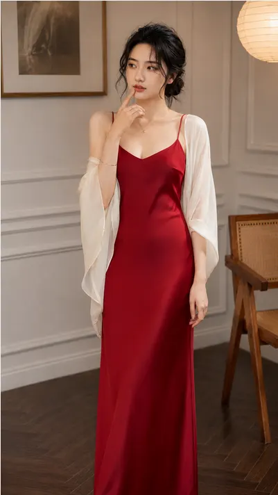 Đầm lụa 2 dây tô châu TN3181