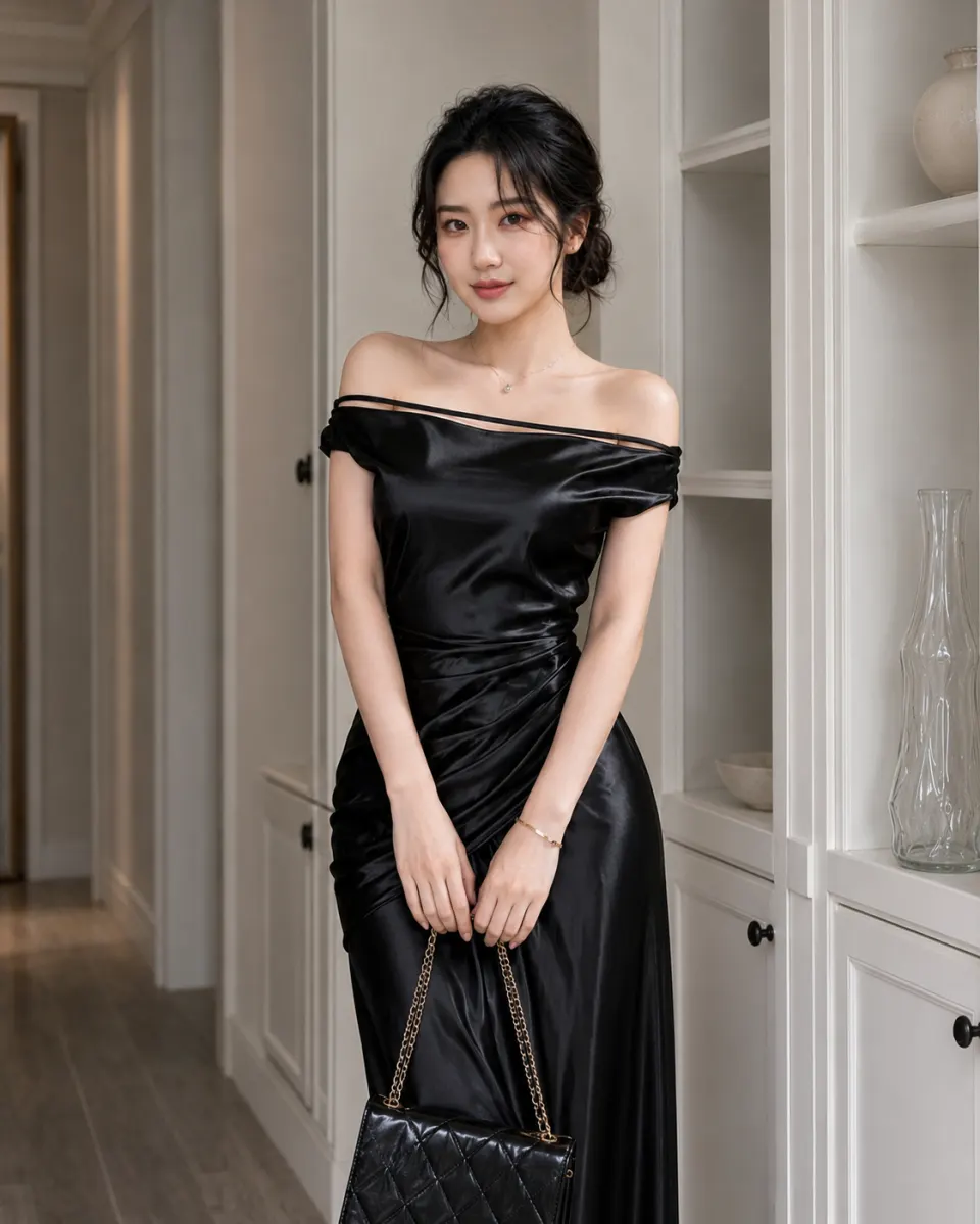 Đầm Lụa Lệch Vai Dáng Dài Sang Chảnh TN3081