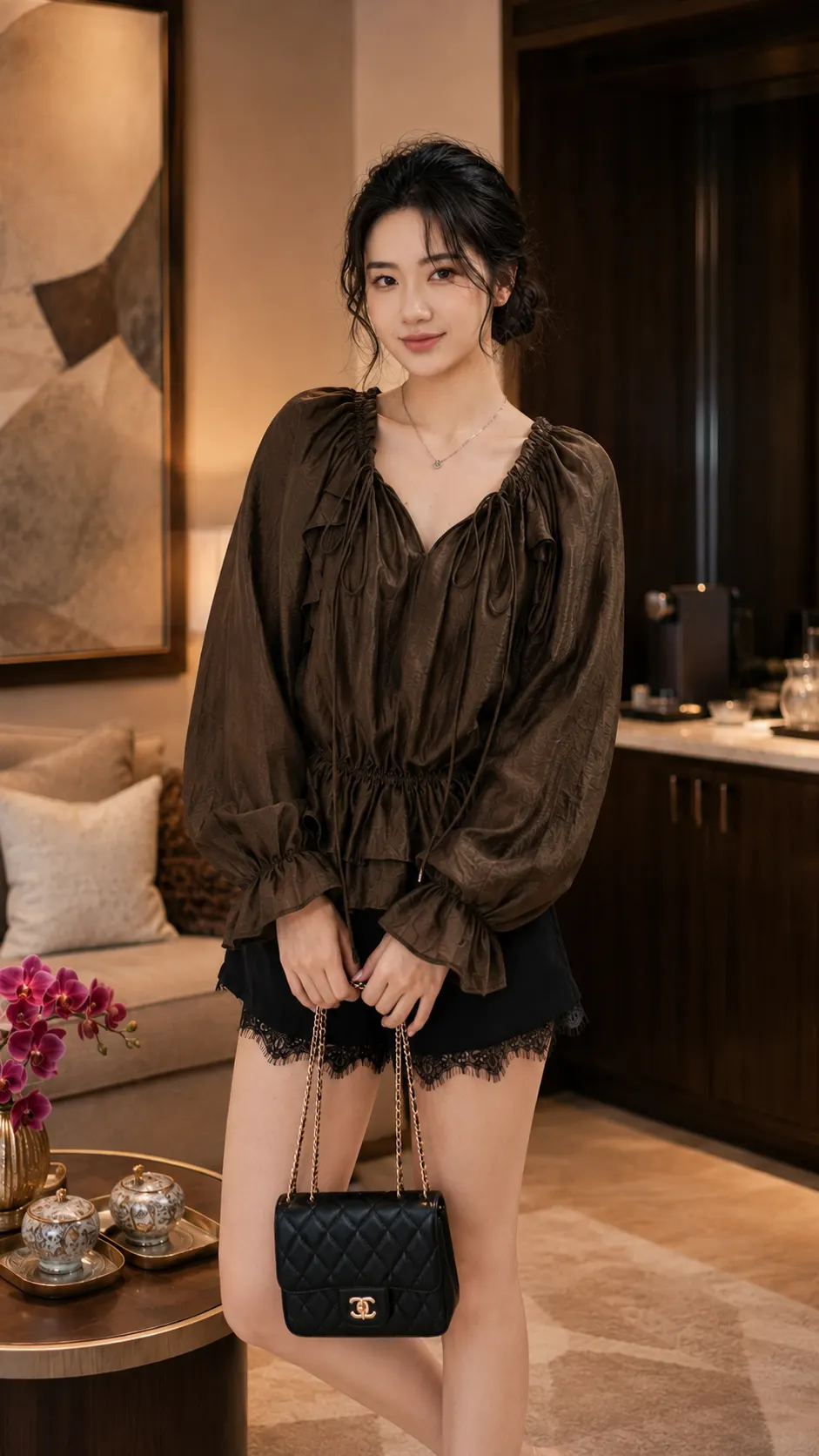Quần Tuyết Mưa Ren Mi Vạt Xéo (ĐEN) TN1699