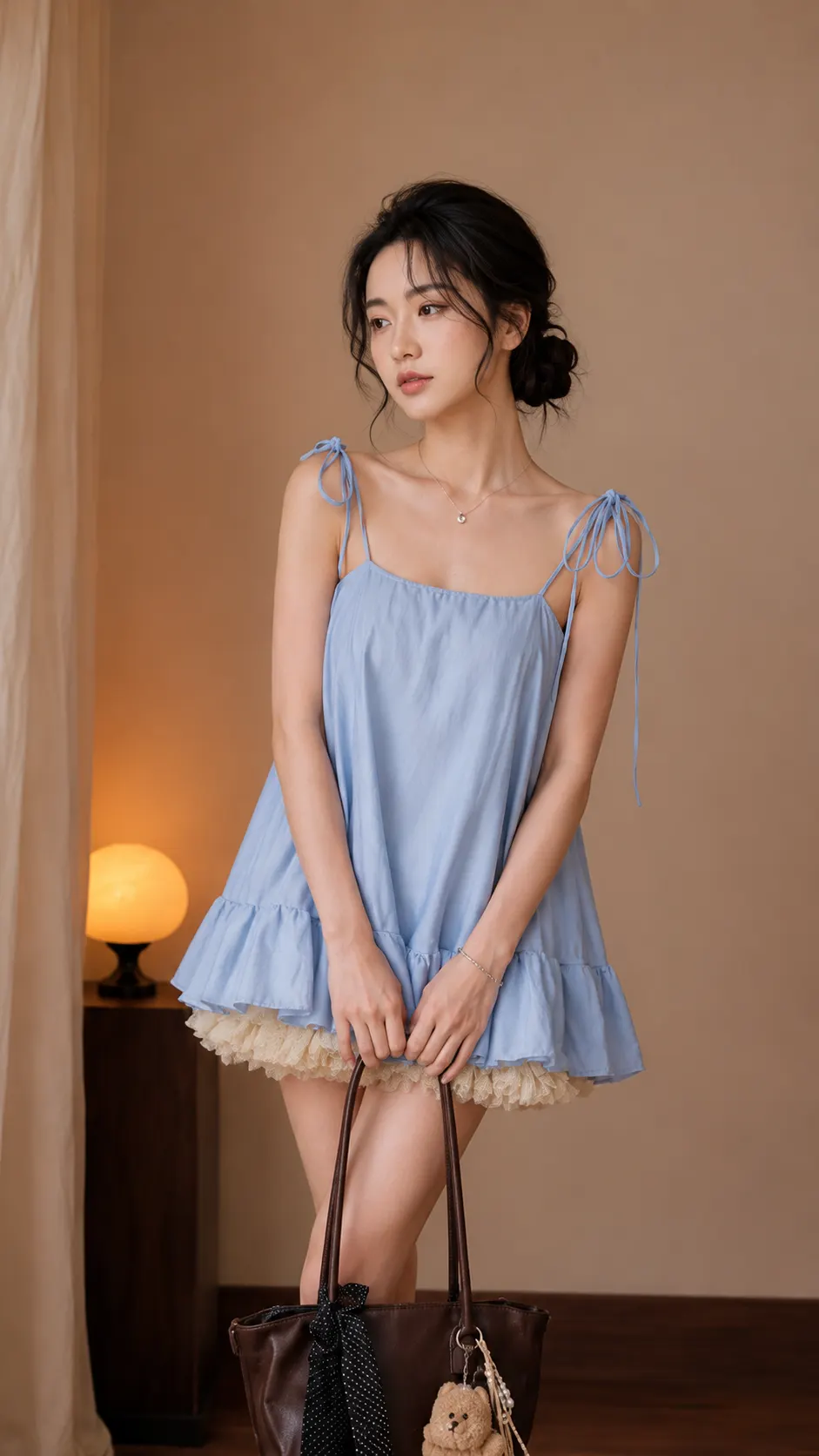 Đầm babydoll 2 dây dáng xòe kèm tua rua phối tầng bèo TN3276