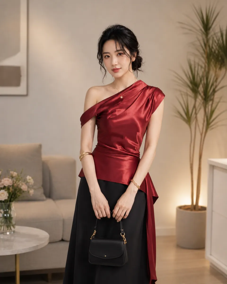 Áo Lụa Lệch Vai TN3110