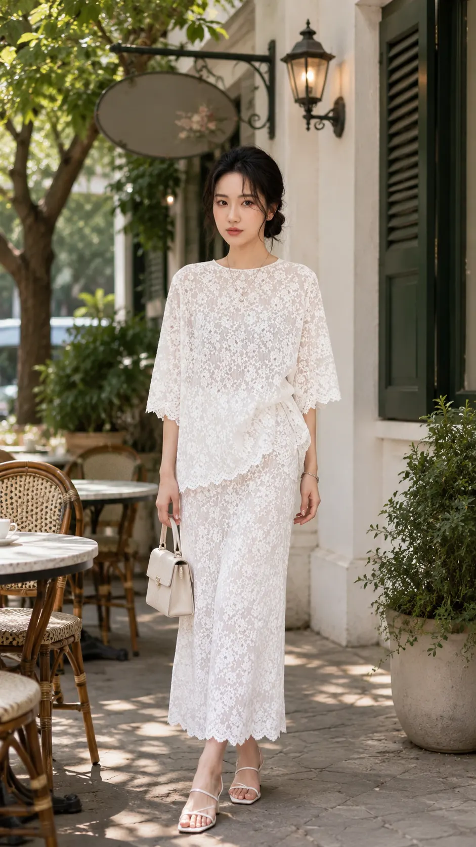 Set Áo Tay Lỡ + Chân Váy Ren Cao Cấp TN1718