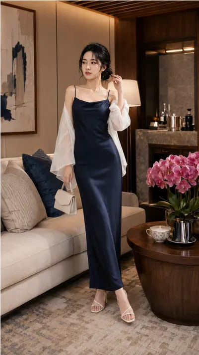 Đầm lụa 2 dây tô châu TN3181