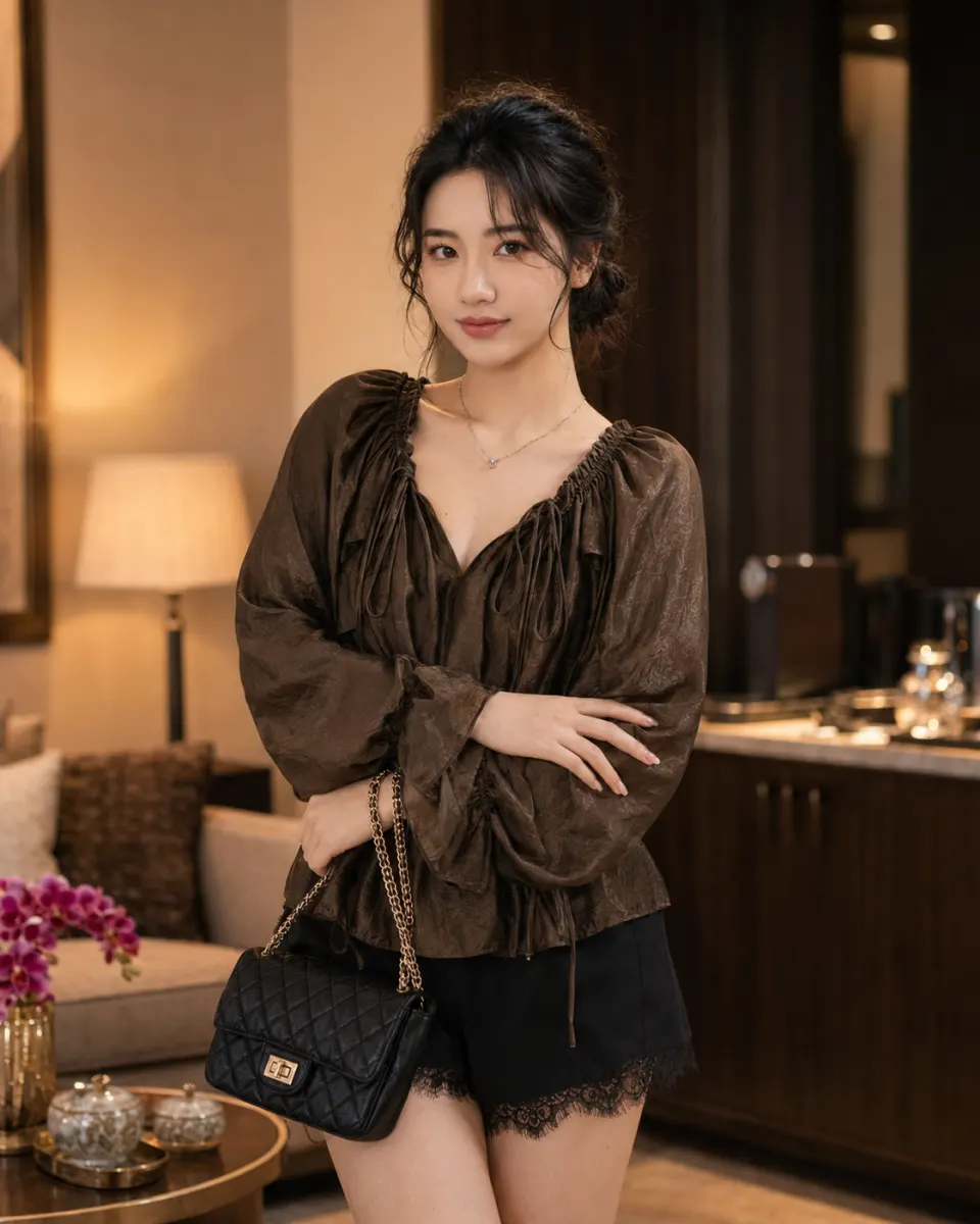 Quần Tuyết Mưa Ren Mi Vạt Xéo (ĐEN) TN1699